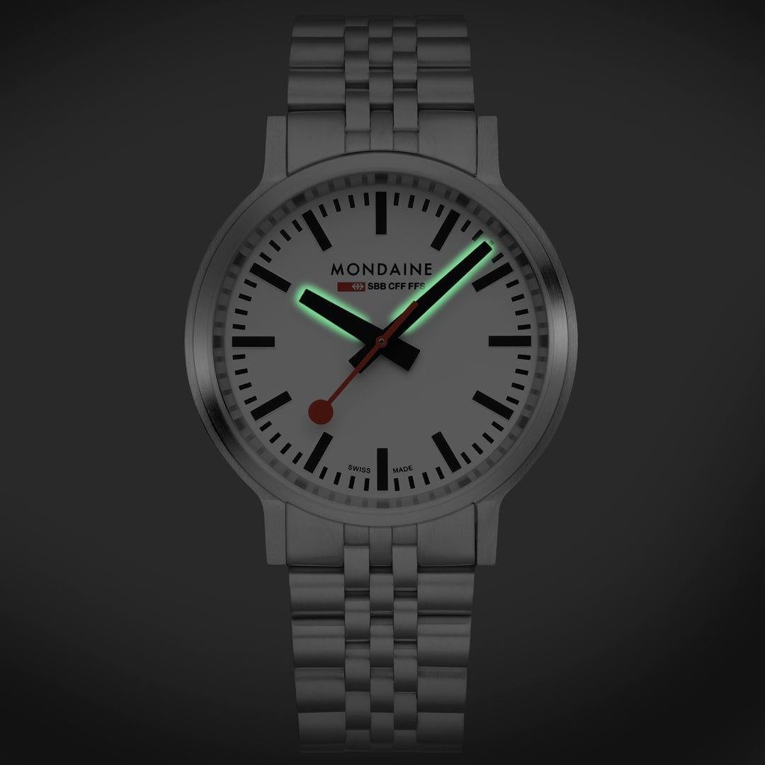 Mondaine Stop2go Backlight 41mm orologio acciaio