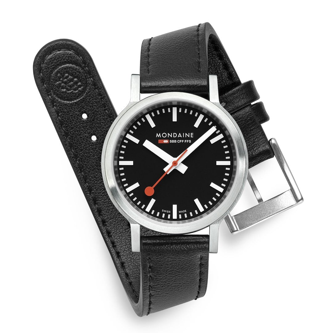 Mondaine Stop2go Nero 34 mm orologio zaffiro