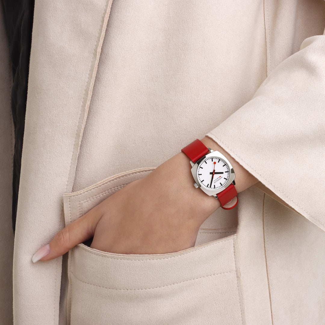 Mondaine Petite Cushion orologio rosso 31 mm quarzo