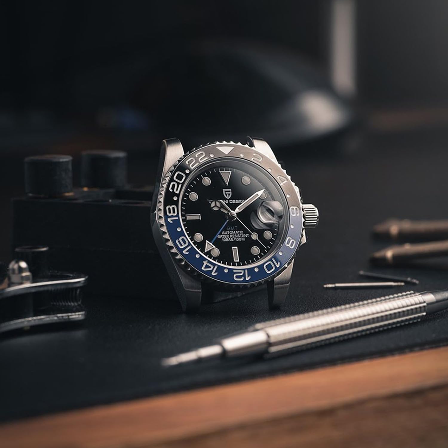 Pagani Design 1662 Orologio GMT Uomo Nero Blu 40mm