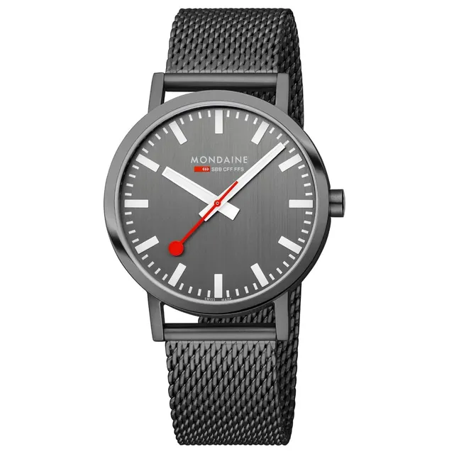 Mondaine Classic Grigio Antracite 40mm orologio maglia milanese
