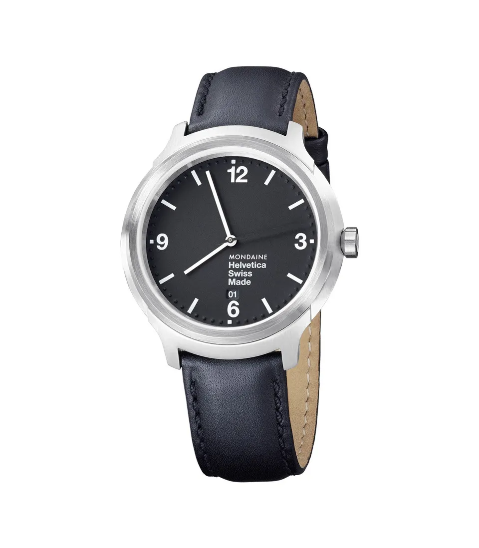 Mondaine Helvetica No1 Bold orologio 43mm pelle
