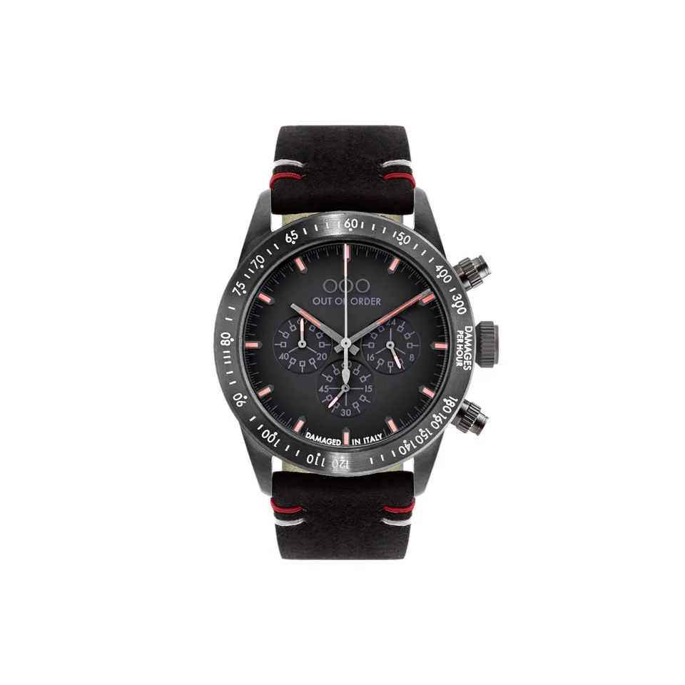 Out Of Order Fumo cronografo 42mm pelle nero vegano