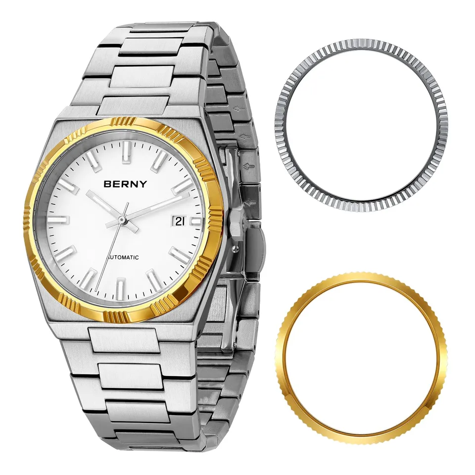 Berny orologio automatico dress bianco 3 lunette