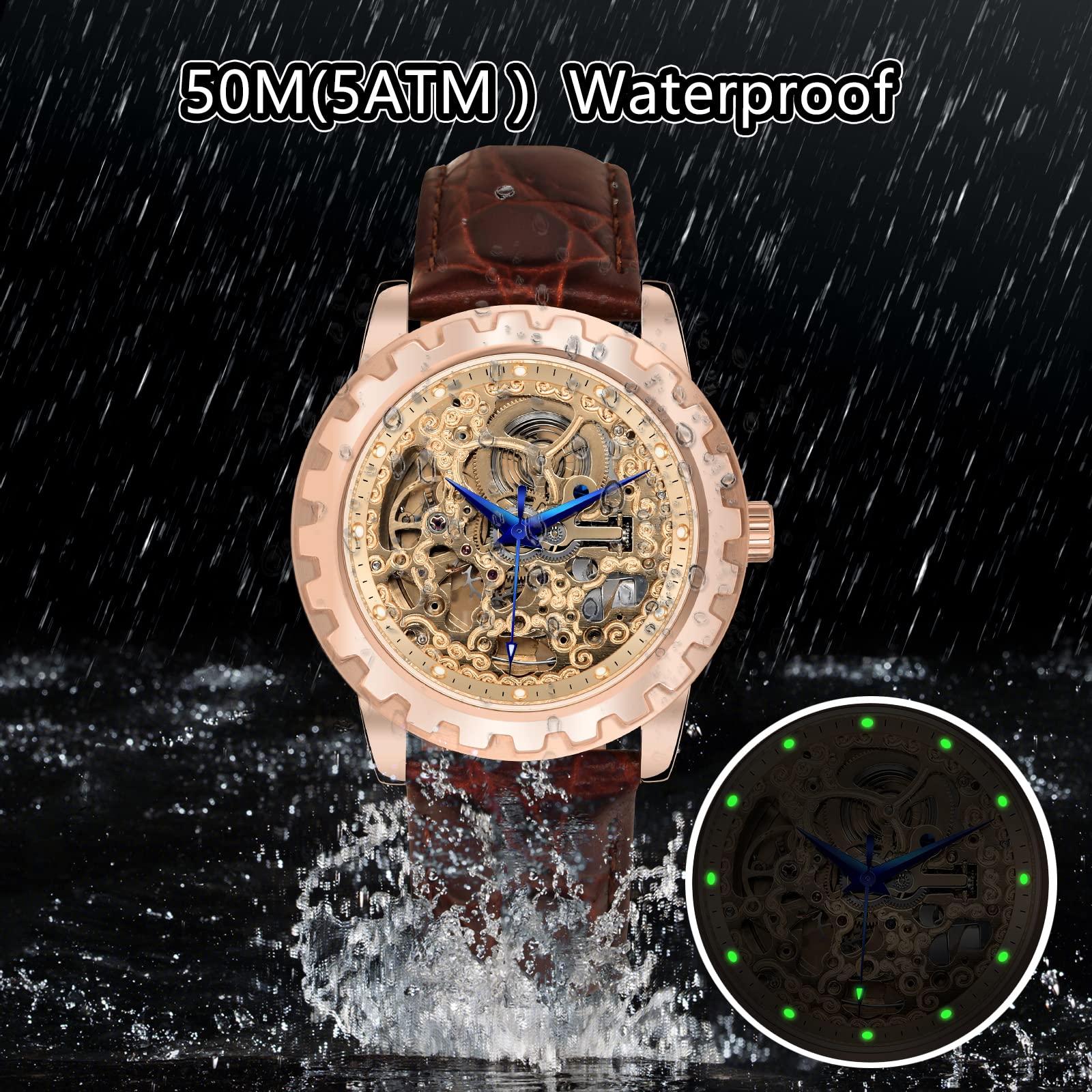 Berny Scheletro Automatico Uomo Oro Rosa 40mm