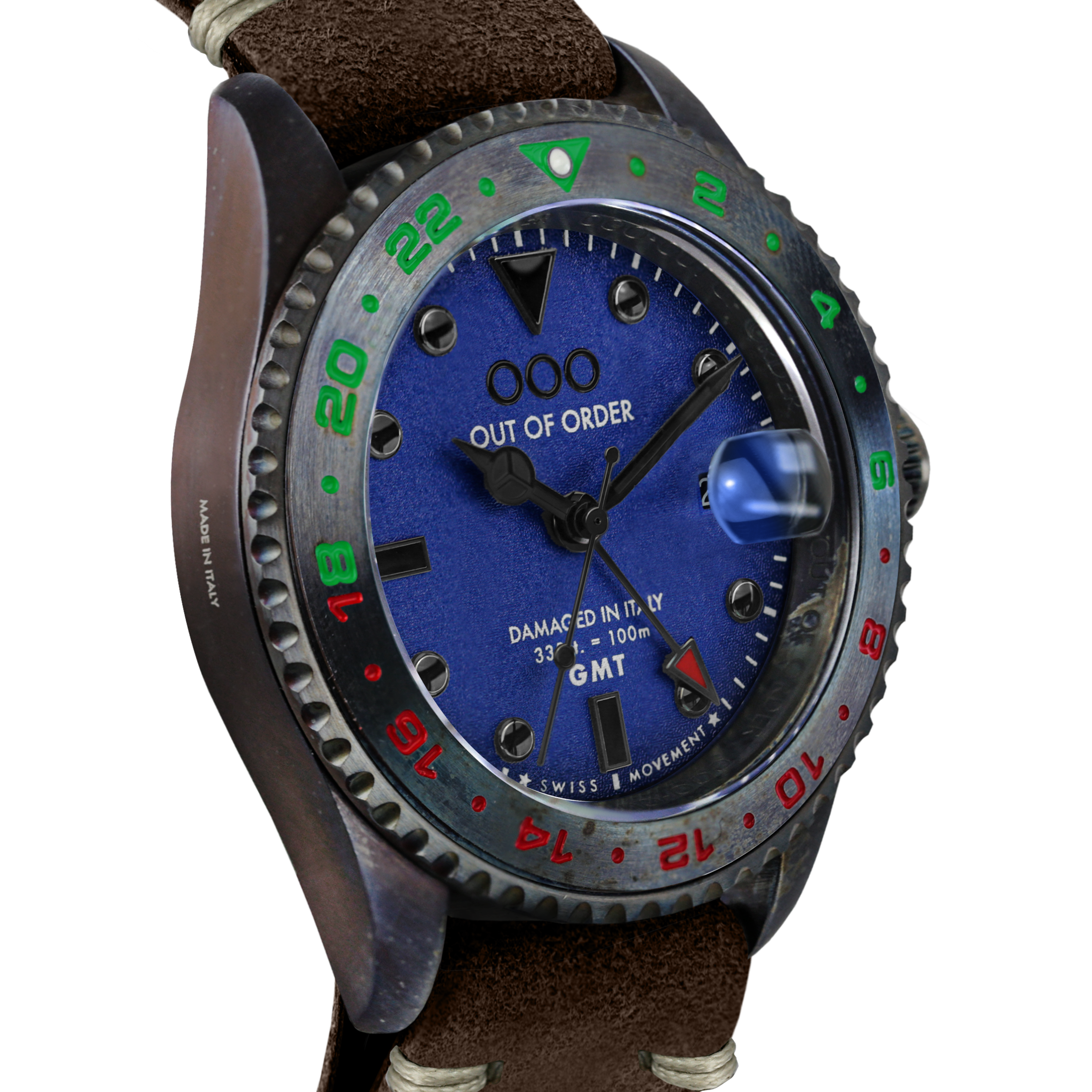 Out Of Order Roma Capitale orologio GMT pelle blu 44 mm