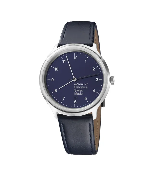 Mondaine Helvetica No1 Blue Marine 40mm Orologio Pelle