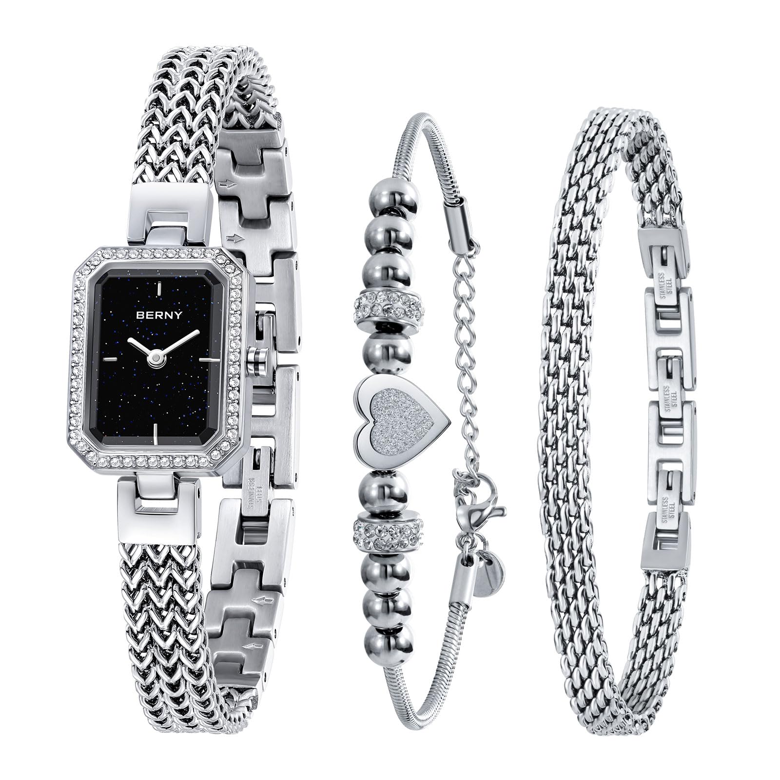 Berny Petite Orologio Donna Bianco con Bracciale Set