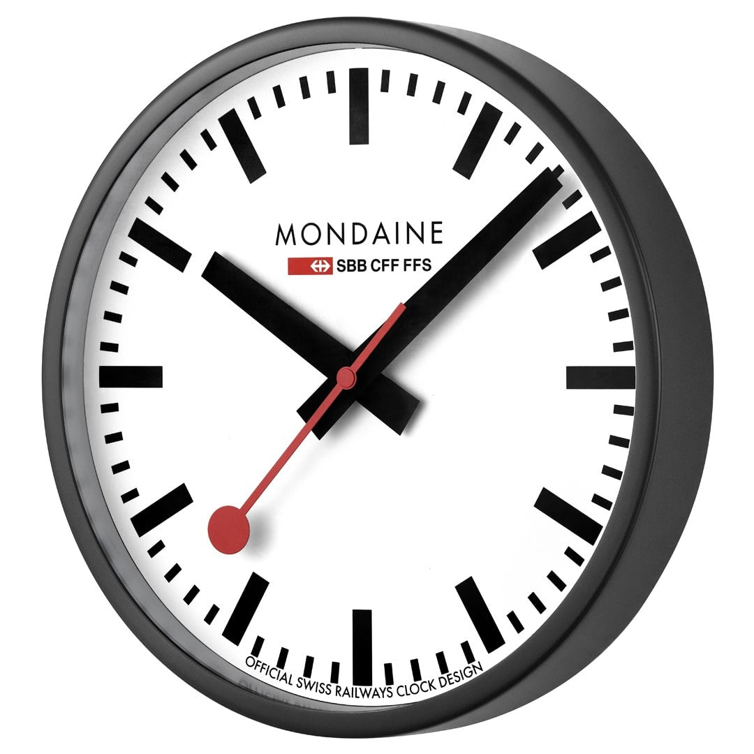 Mondaine Nero Quadrante Bianco orologio da parete 25 cm