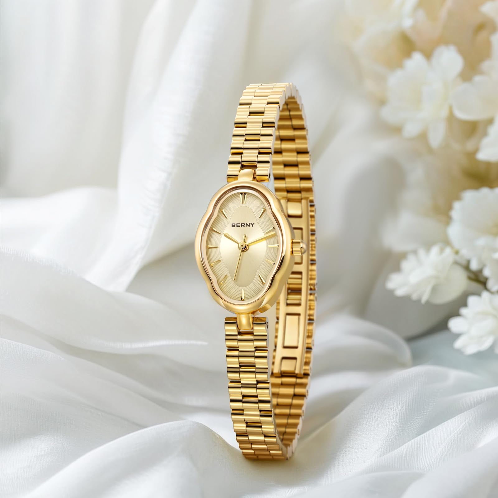 Berny Gold Orologio Donna Giallo Quarzo Vintage 3ATM