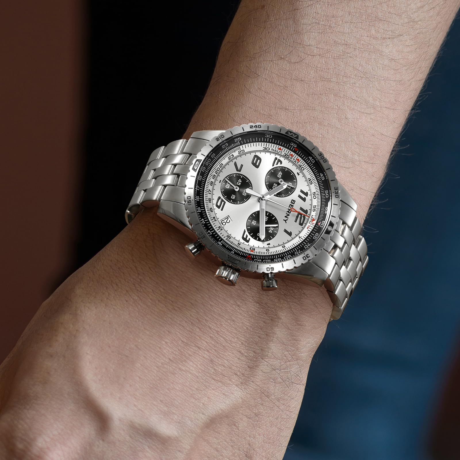Berny Orologio Uomo Cronografo Sportivo Tre Quadranti