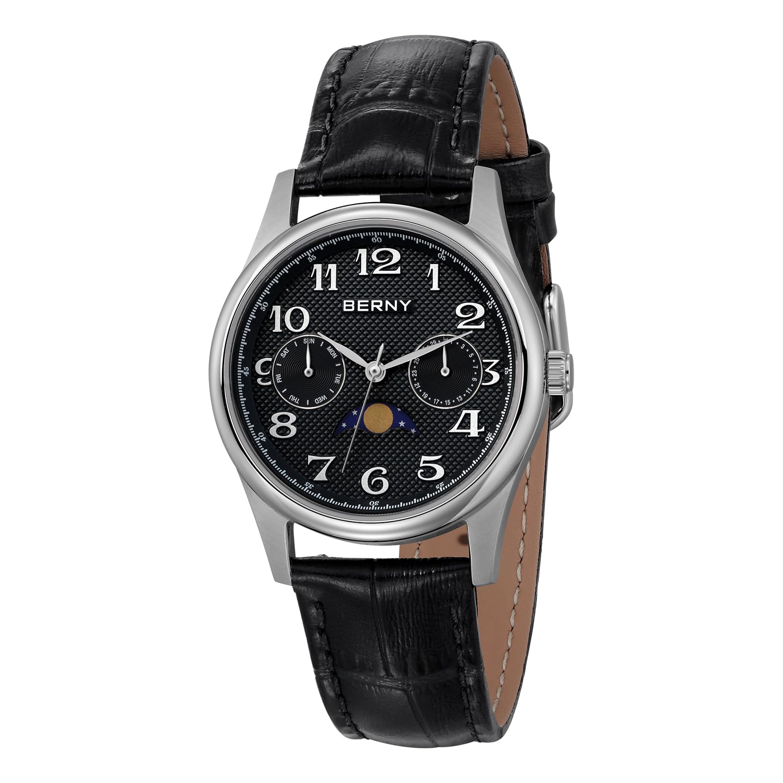 Berny Fasi Lunari Orologio Donna Bianco Pelle Data