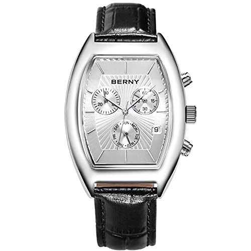 Berny Orologio Uomo Pelle Rettangolare Retrò