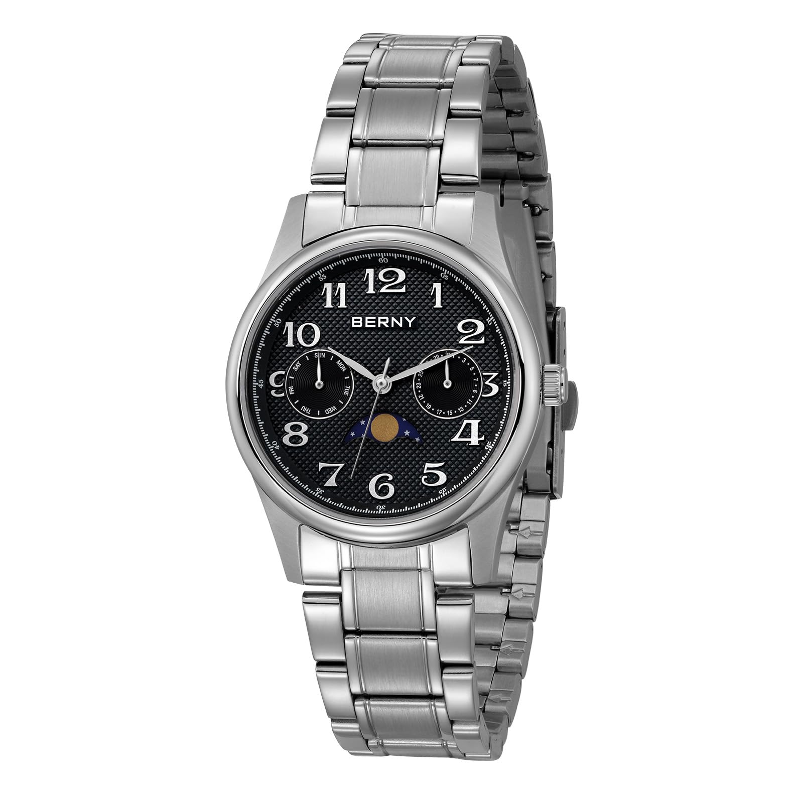 Berny Moon Phase Orologio Donna Bianco Acciaio Fase Lunare