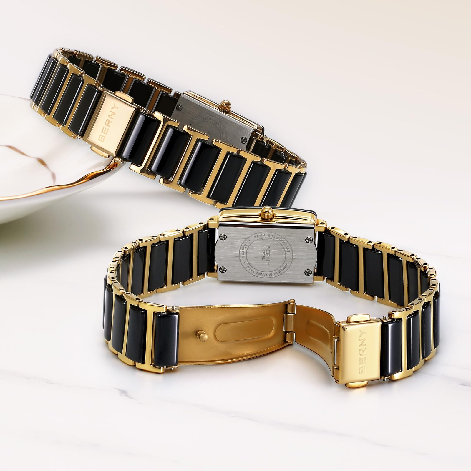 Berny Rettangolare Orologio Donna Quarzo Ceramica Impermeabile