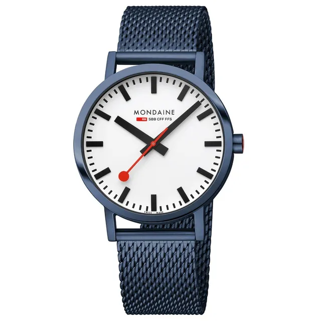 Mondaine Classic Blu 40mm orologio acciaio