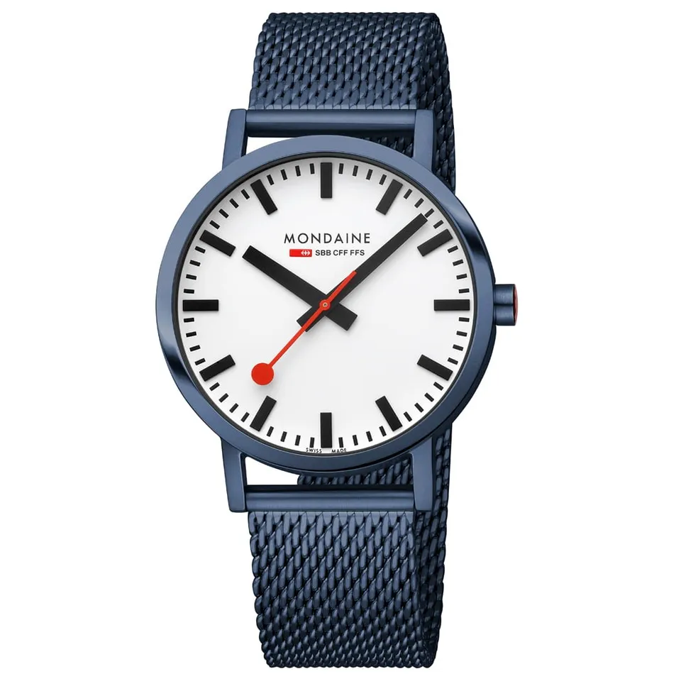 Mondaine Classic Blu 40mm orologio acciaio