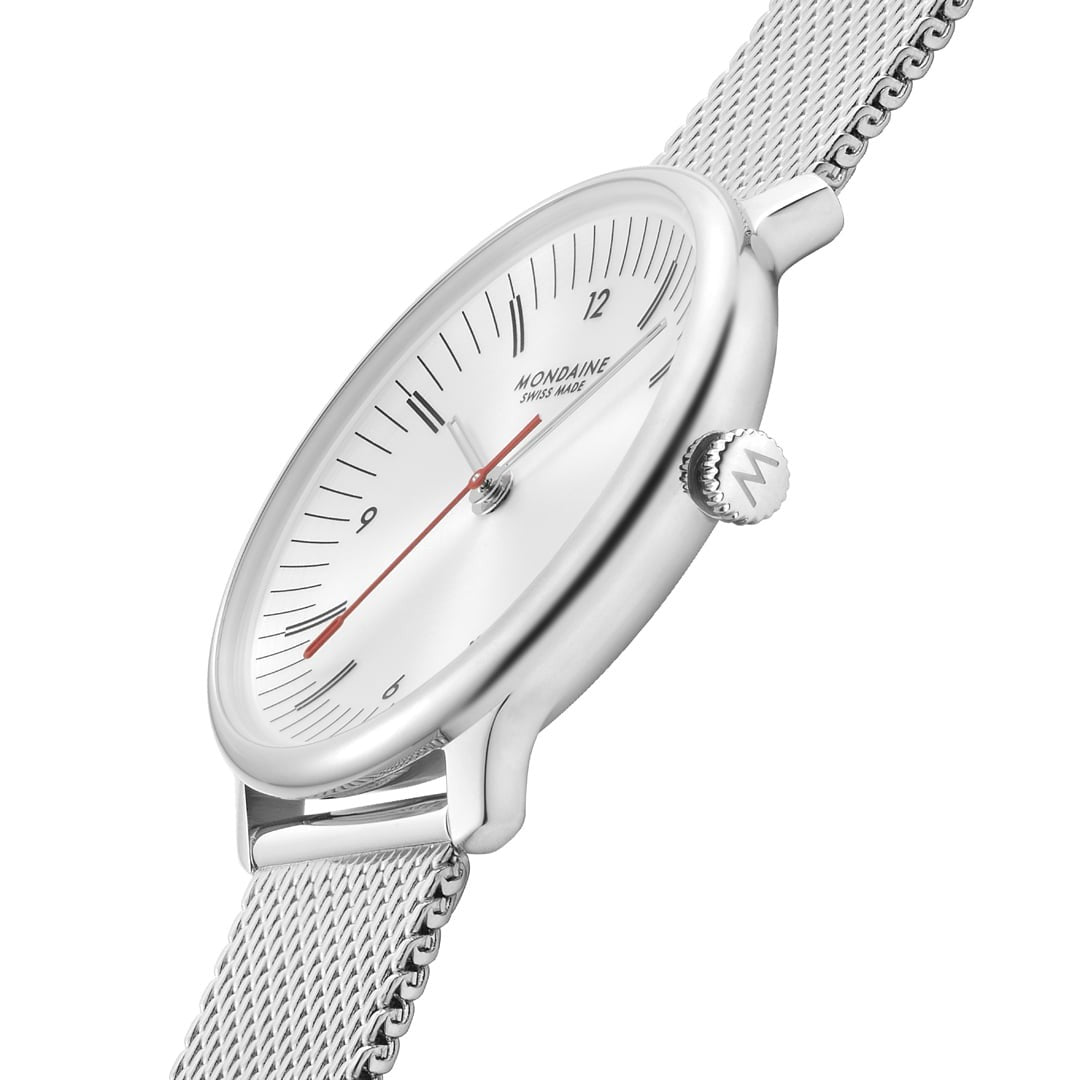 Mondaine Doppio Silver orologio 33mm acciaio
