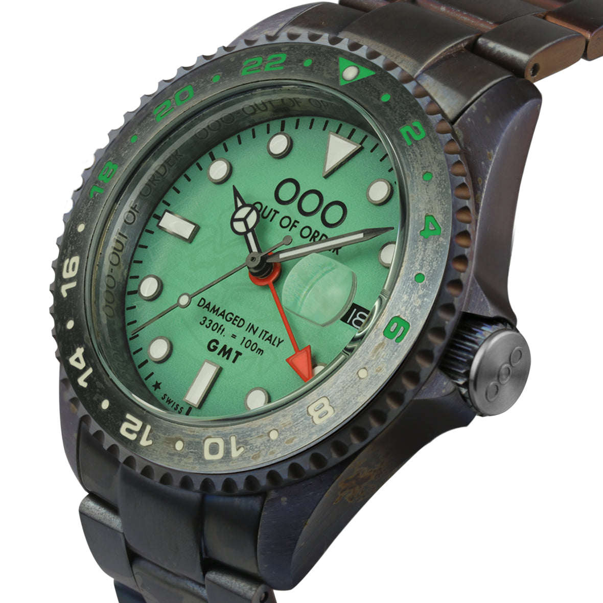 Out Of Order GMT Venezia orologio quarzo GMT verde 44 mm