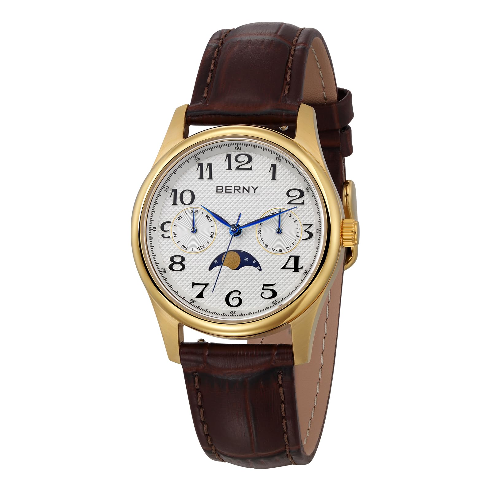 Berny Fasi Lunari Orologio Donna Bianco Pelle Data