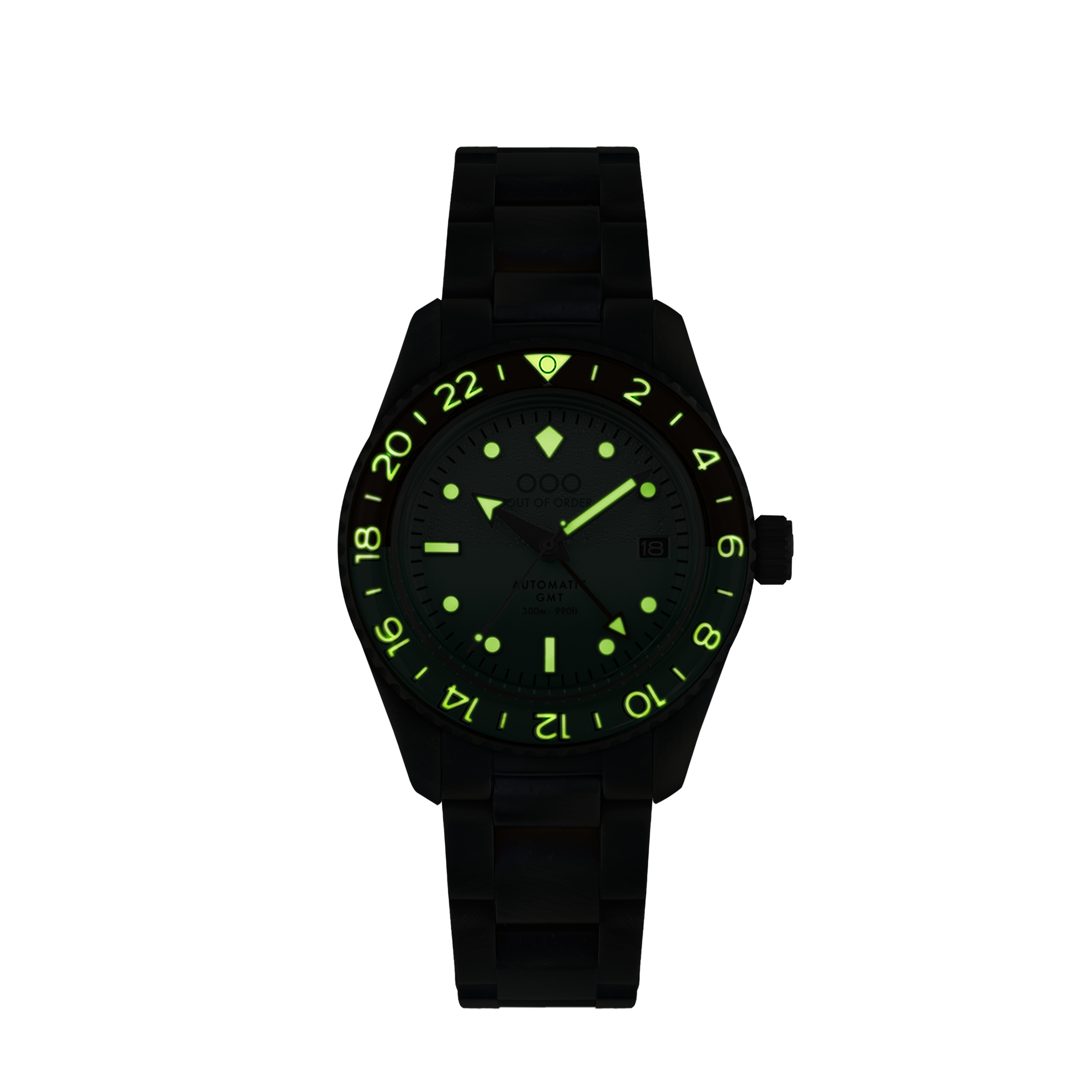 Out Of Order Shaker After 8 orologio GMT automatico verde 40 mm