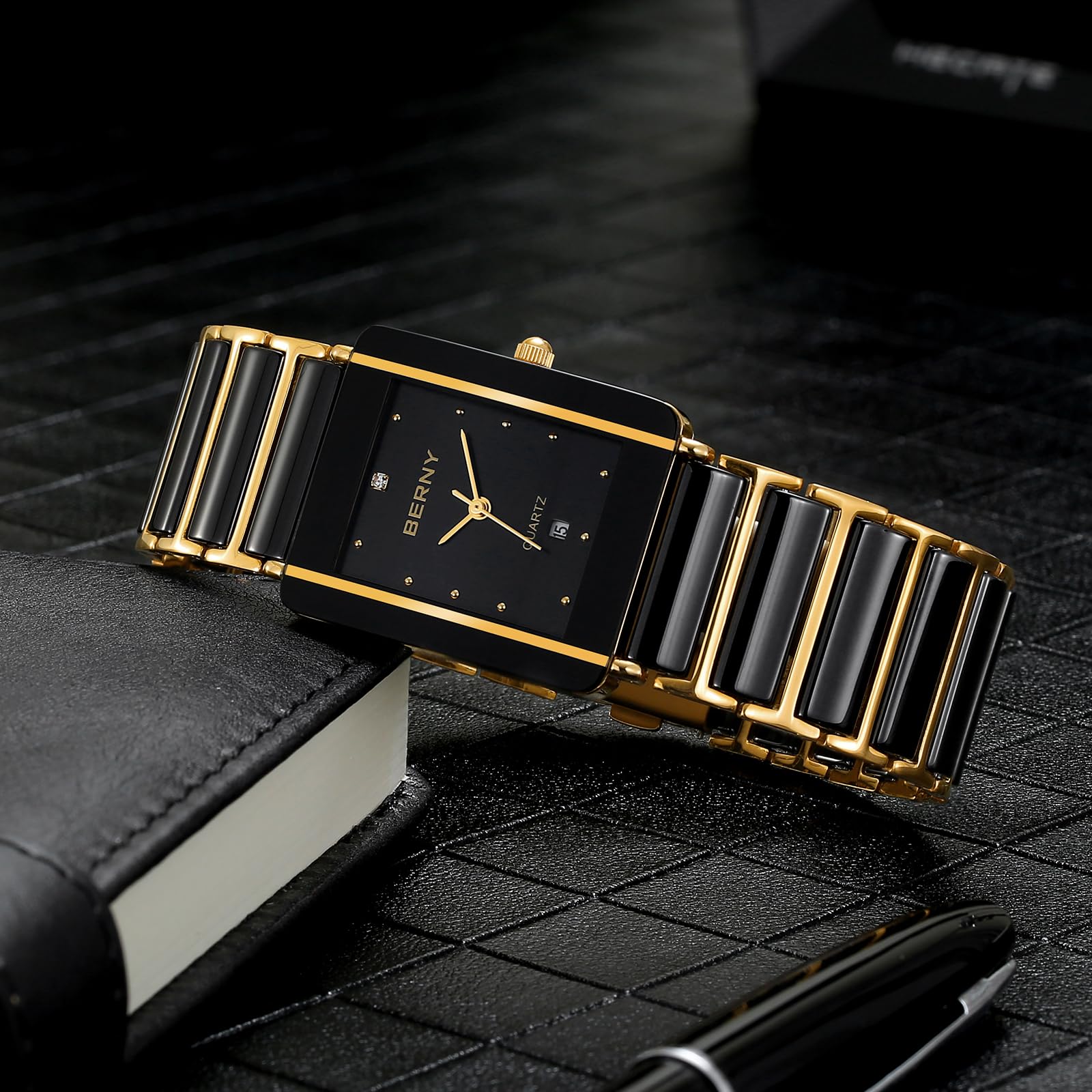 Berny orologio uomo ceramica rettangolare quarzo