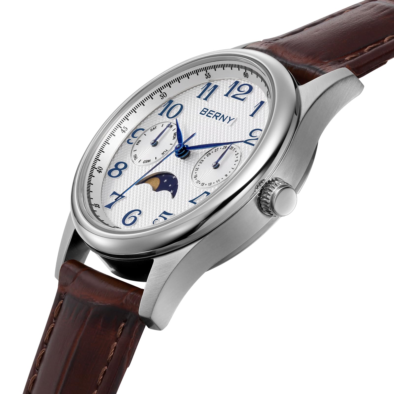 Berny Fasi Lunari Orologio Donna Bianco Pelle Data