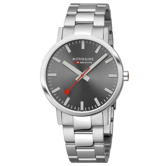 Mondaine Classic Grigio 40mm Orologio Acciaio Quarzo