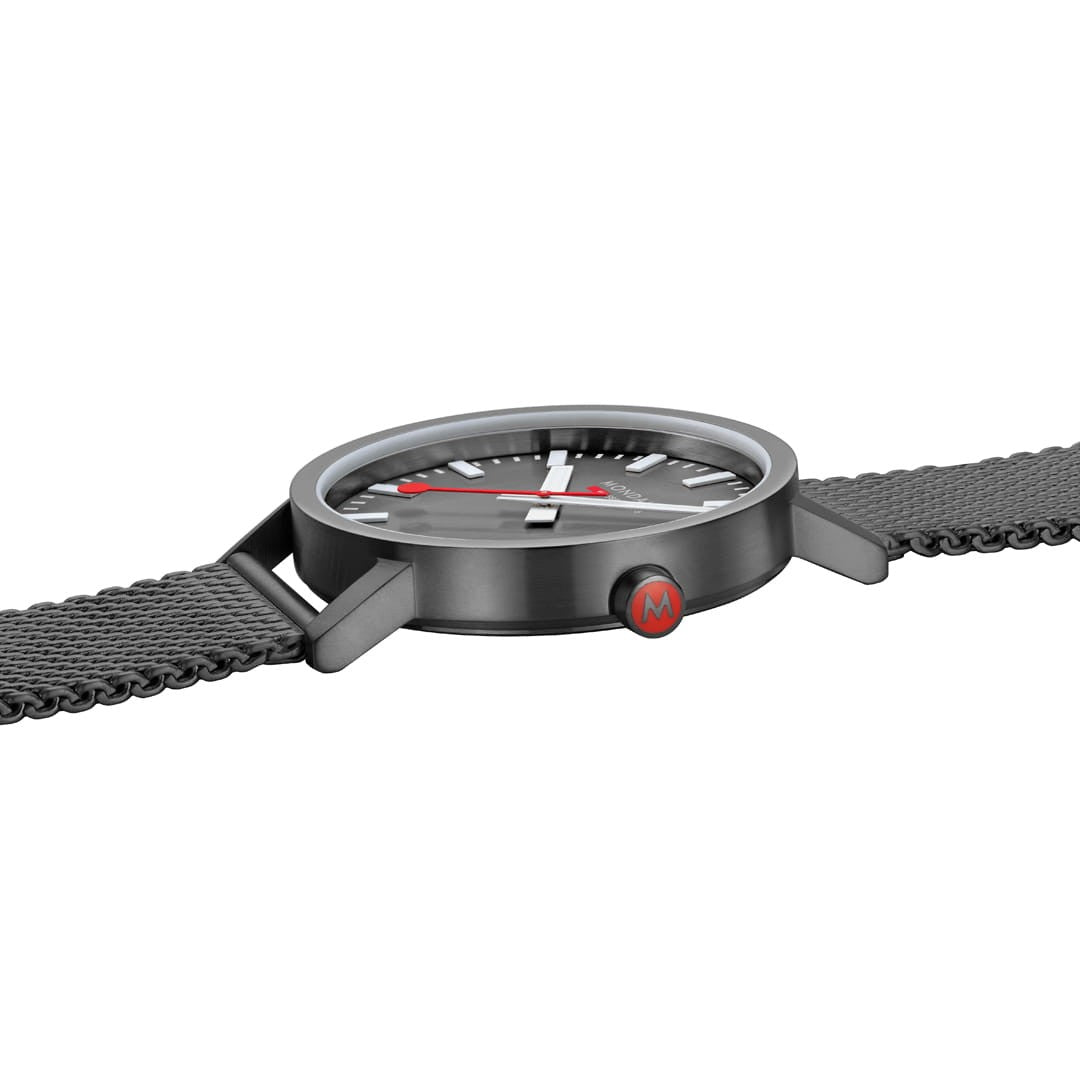 Mondaine Classic Grigio Antracite 40mm orologio maglia milanese