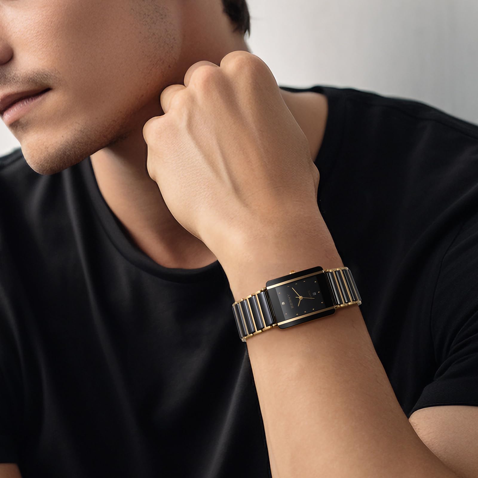 Berny orologio uomo ceramica rettangolare quarzo