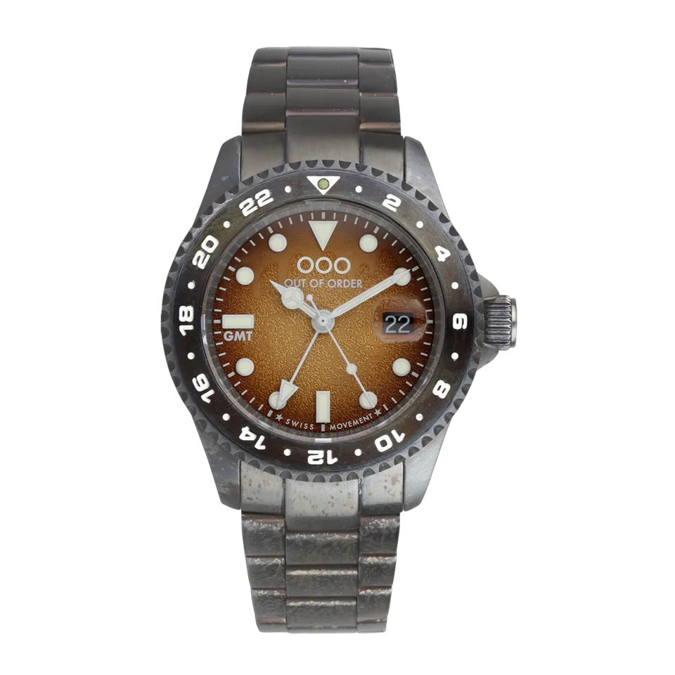 Out Of Order GMT Gingerbread Cookie orologio GMT 44 mm marrone