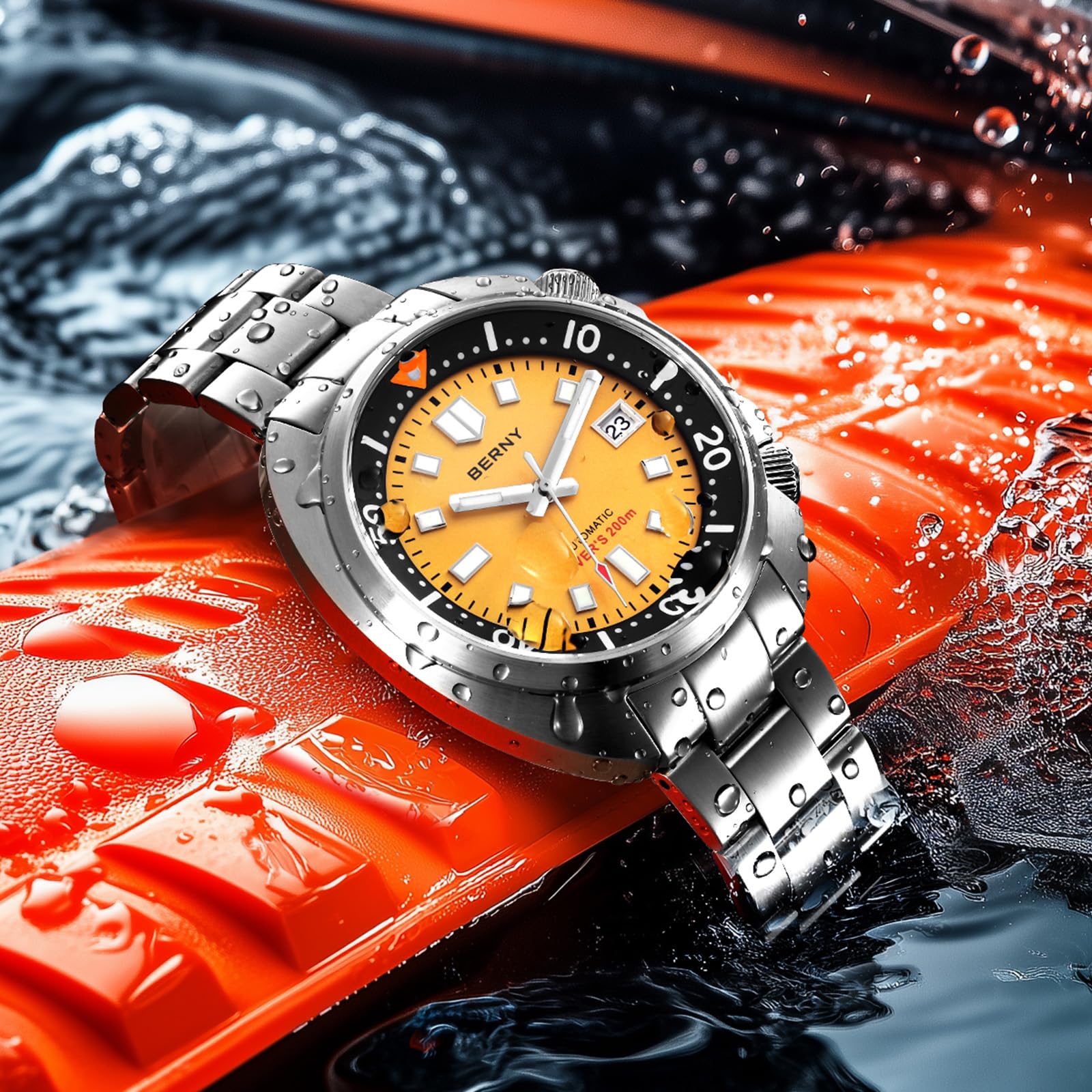 Berny Diver Orologio Uomo Automatico Giallo Full Acciaio
