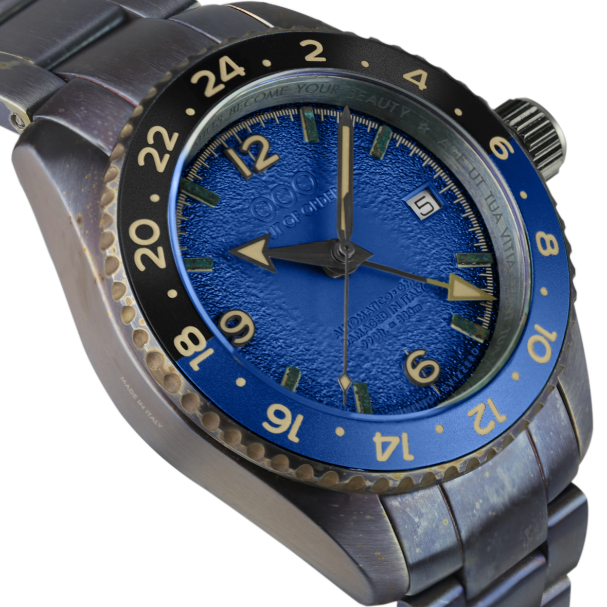 Out Of Order Trecento Blue orologio automatico GMT 40 mm blu acciaio